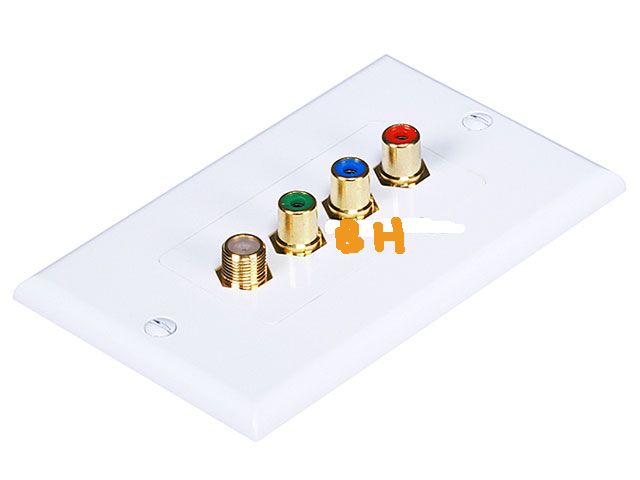 3 RCA component / F connector Two-Piece Inset Wall Plate (RGB co